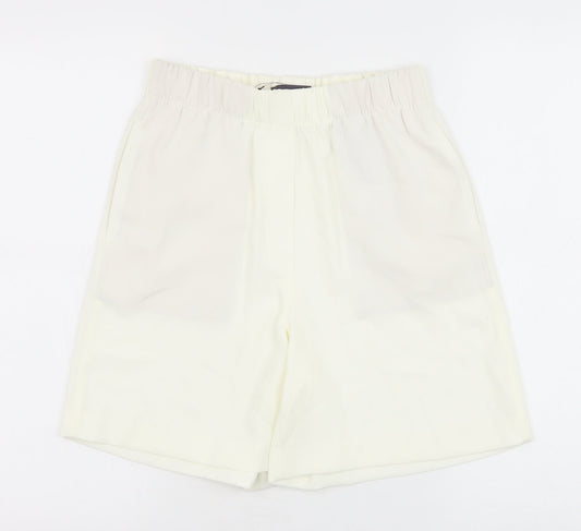 Marks and Spencer Womens White Polyester Bermuda Shorts Size 6 Regular Pull On