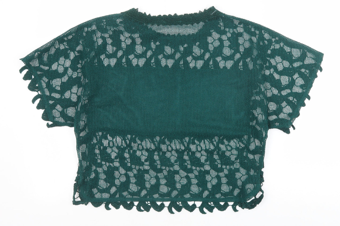 Zara Womens Green Polyester Basic T-Shirt Size S Round Neck