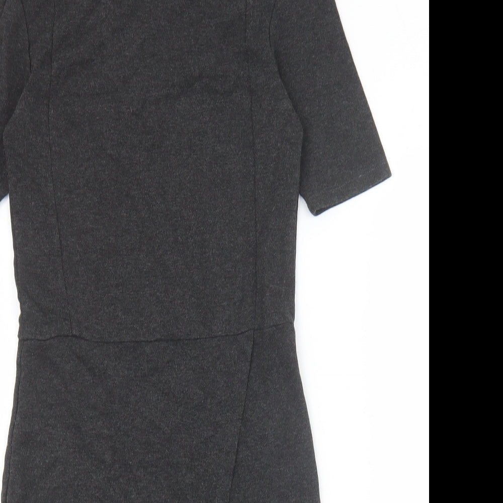 Topshop Womens Grey Viscose A-Line Size 10 Round Neck Pullover