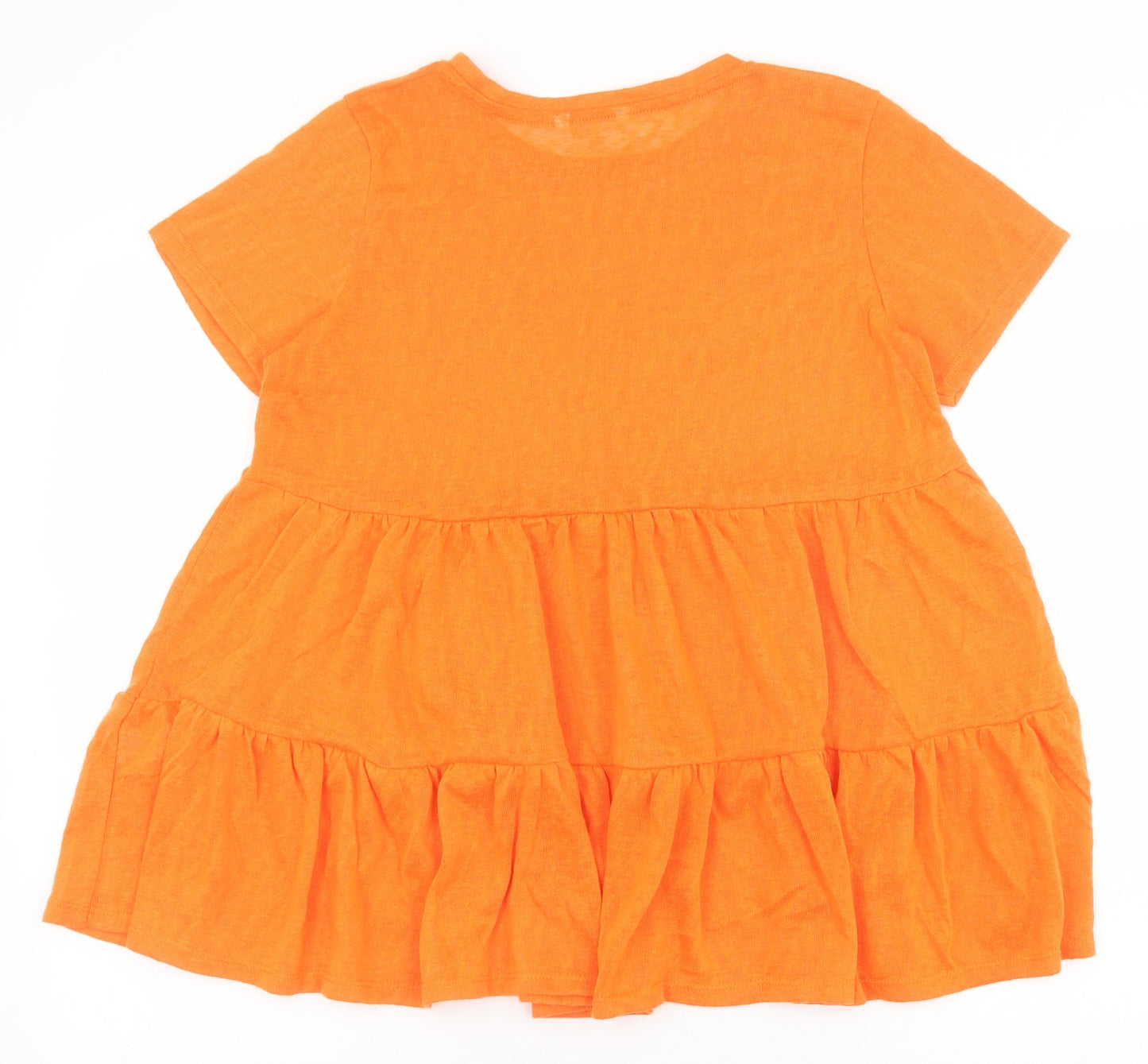 PEP&CO Womens Orange Polyester Basic Blouse Size S Round Neck