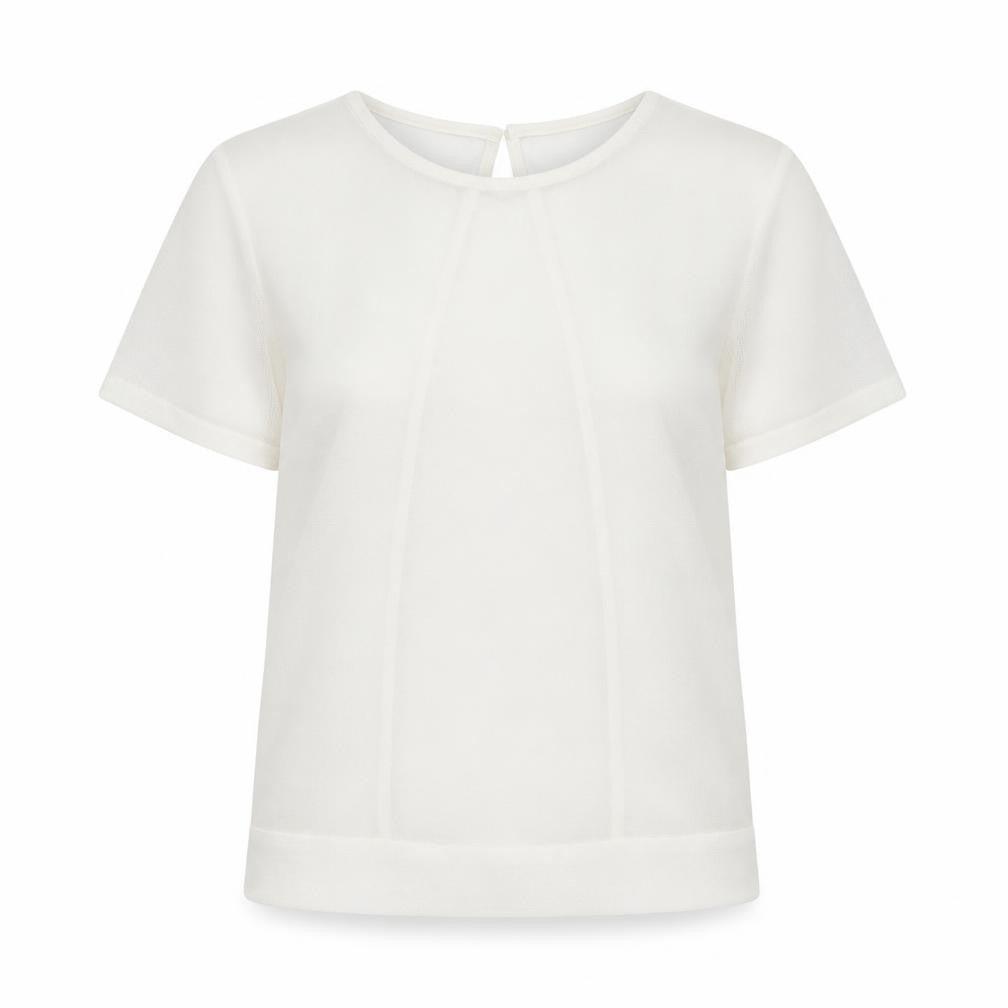 New Look Womens White Polyester Basic T-Shirt Size 12 Round Neck