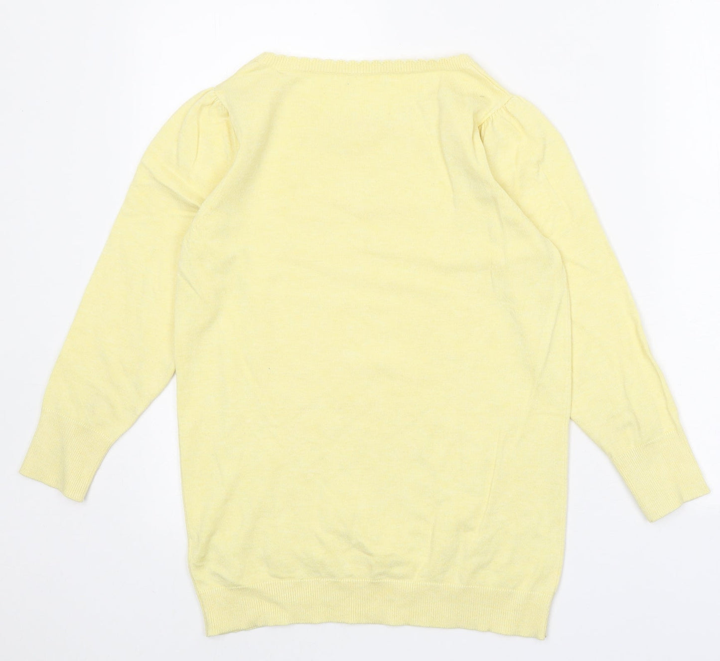 M&Co Womens Yellow Round Neck Viscose Pullover Jumper Size 10