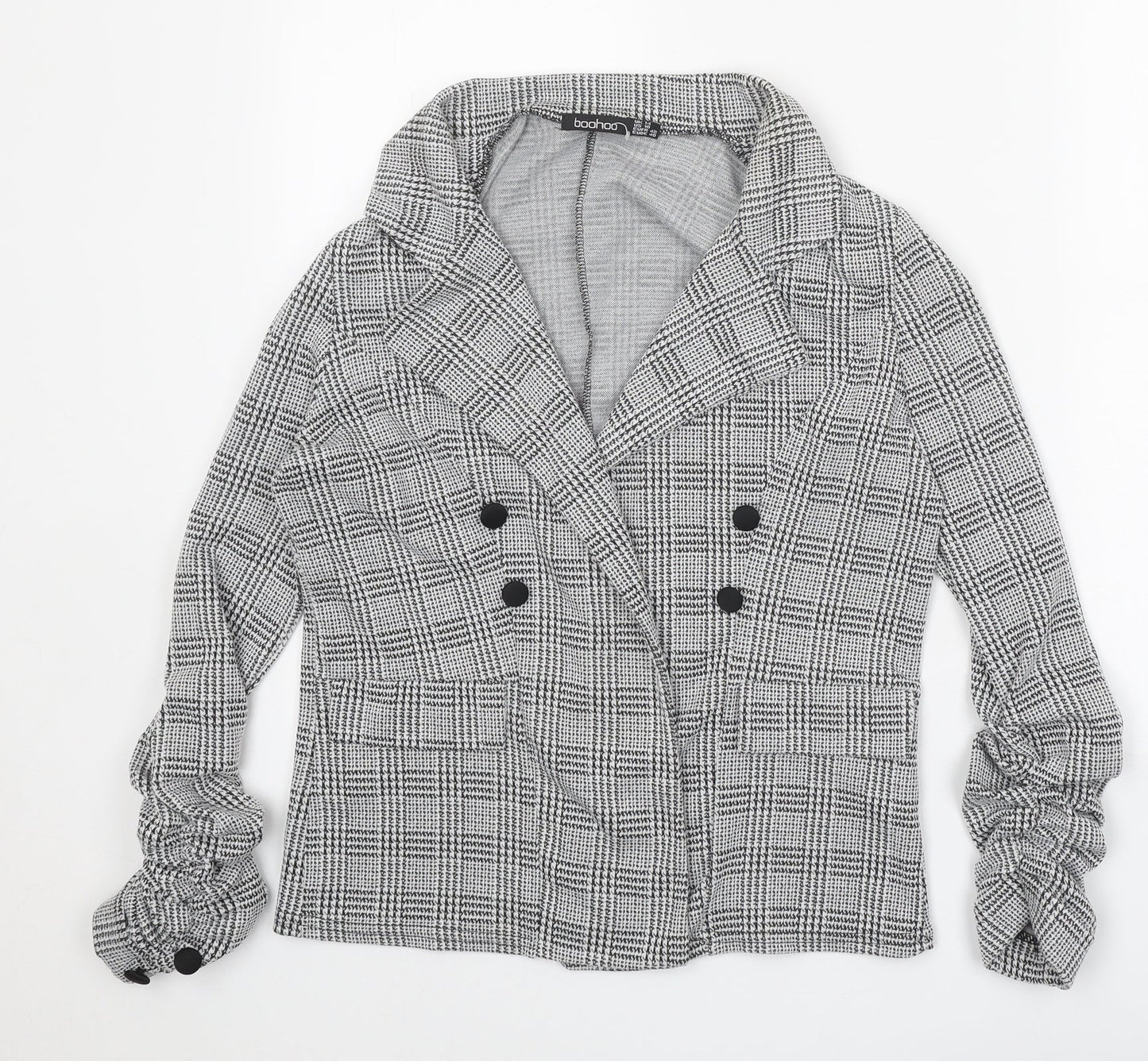 Boohoo Womens Grey Geometric Jacket Blazer Size 14
