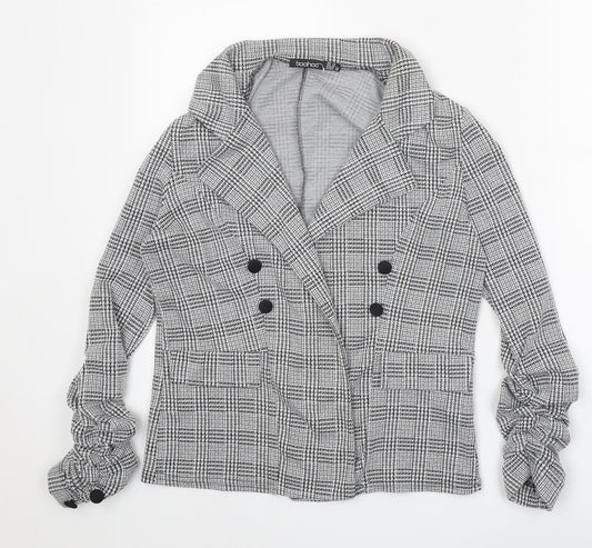 Boohoo Womens Grey Geometric Jacket Blazer Size 14