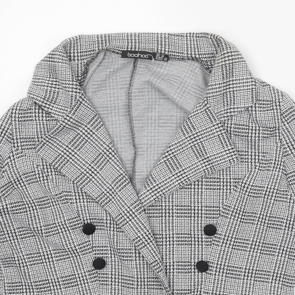 Boohoo Womens Grey Geometric Jacket Blazer Size 14