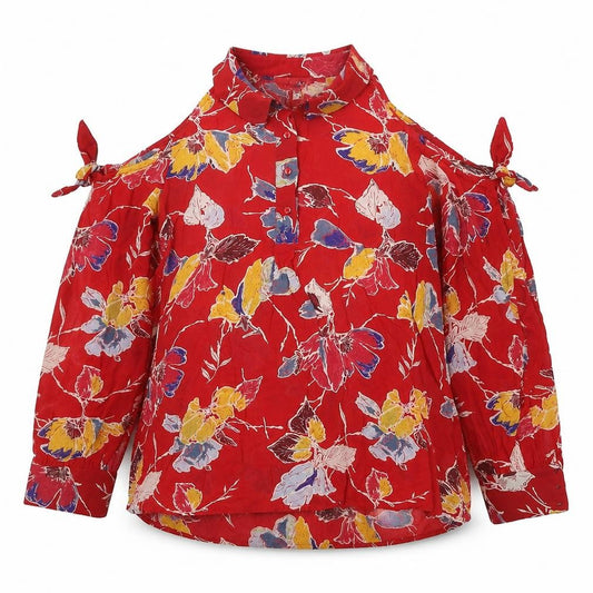 Next Womens Red Geometric Viscose Basic Blouse Size 12 Collared - Cut Out