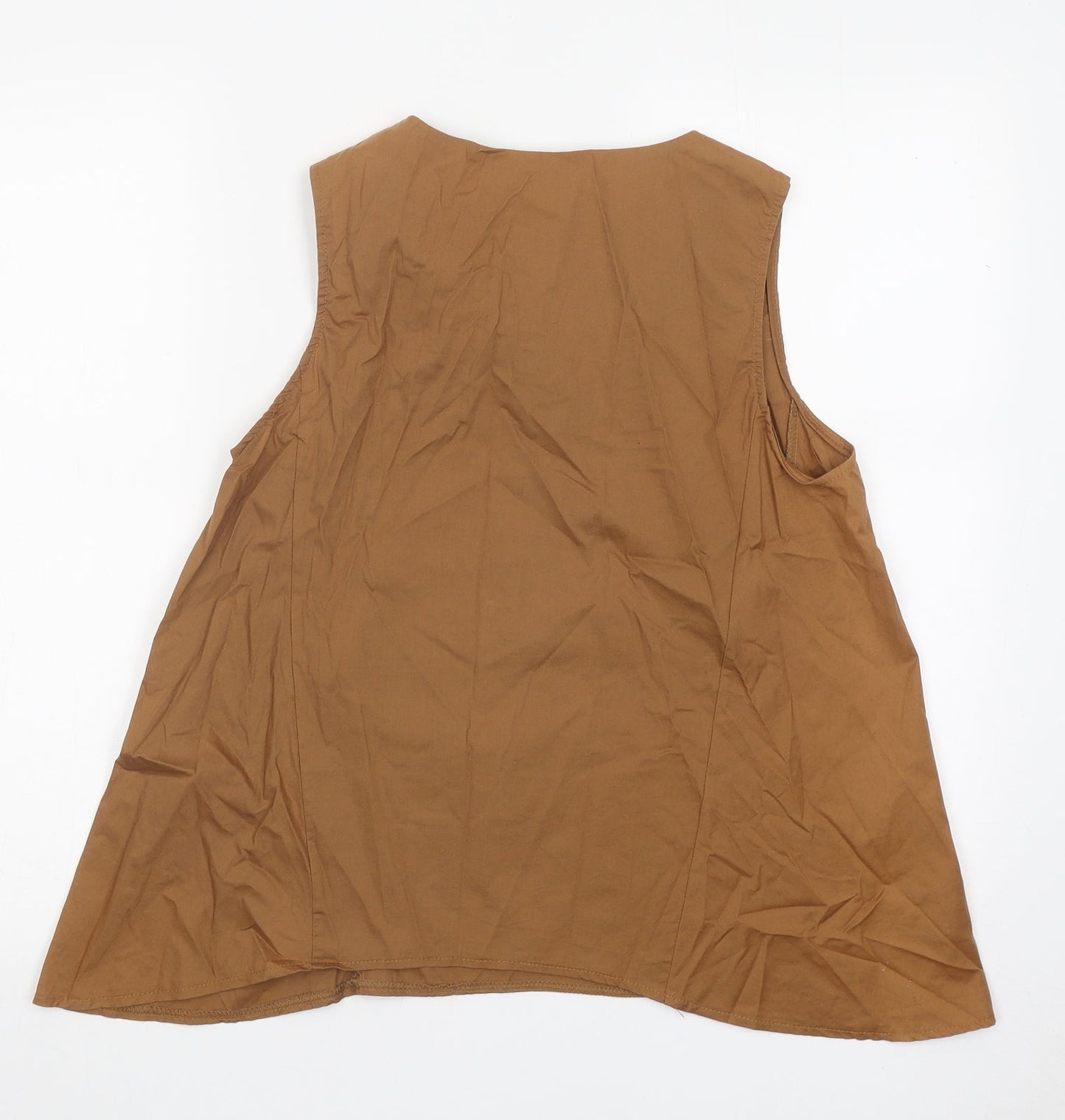 Lumina Womens Brown Cotton Basic Tank Size M V-Neck
