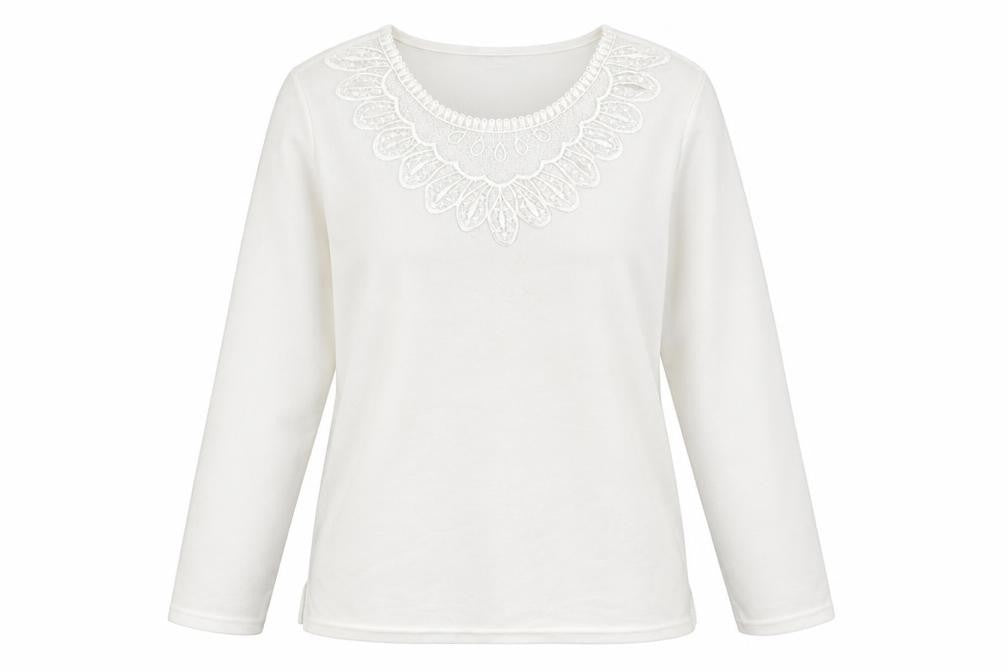Bonmarché Womens White Round Neck Polyester Pullover Jumper Size L