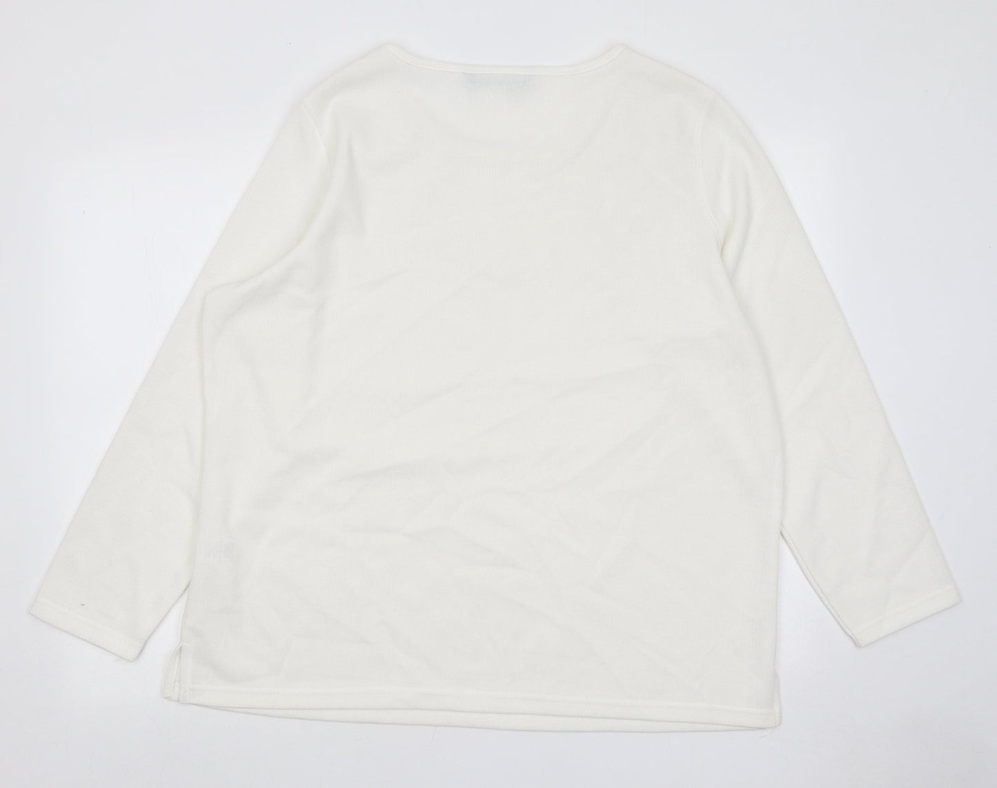 Bonmarché Womens White Round Neck Polyester Pullover Jumper Size L