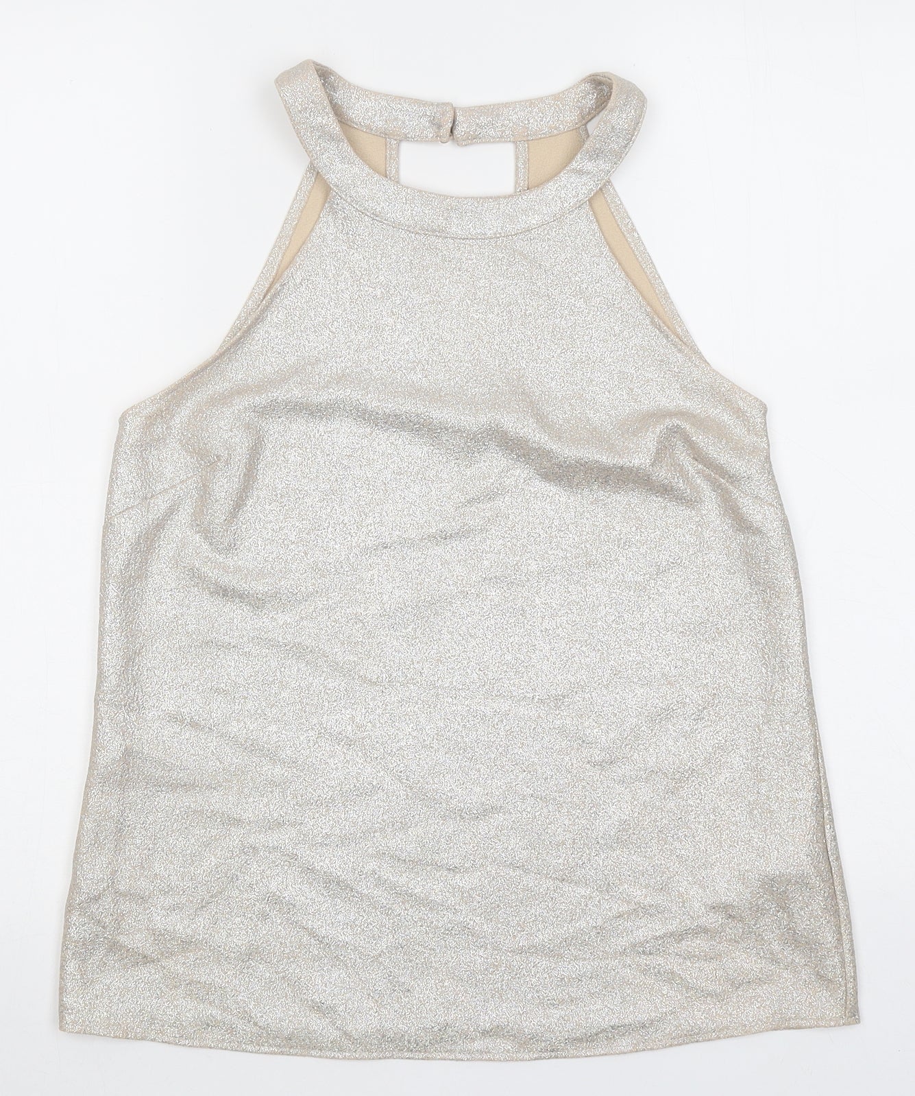Oasis Womens Beige Polyester Basic Tank Size 10 Round Neck