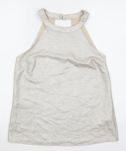 Oasis Womens Beige Polyester Basic Tank Size 10 Round Neck