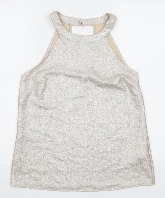 Oasis Womens Beige Polyester Basic Tank Size 10 Round Neck