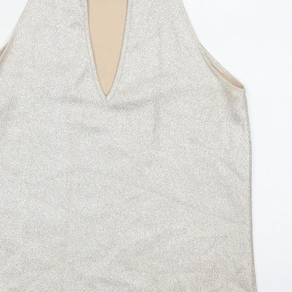Oasis Womens Beige Polyester Basic Tank Size 10 Round Neck
