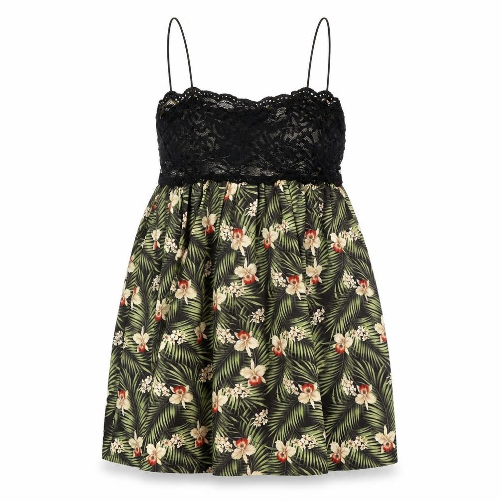 Rare London Womens Black Floral Polyamide Slip Dress Size 10 Scoop Neck Pullover
