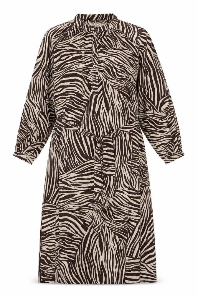 Preworn Womens Brown Animal Print Polyester A-Line One Size Round Neck Button - Tiger Pattern