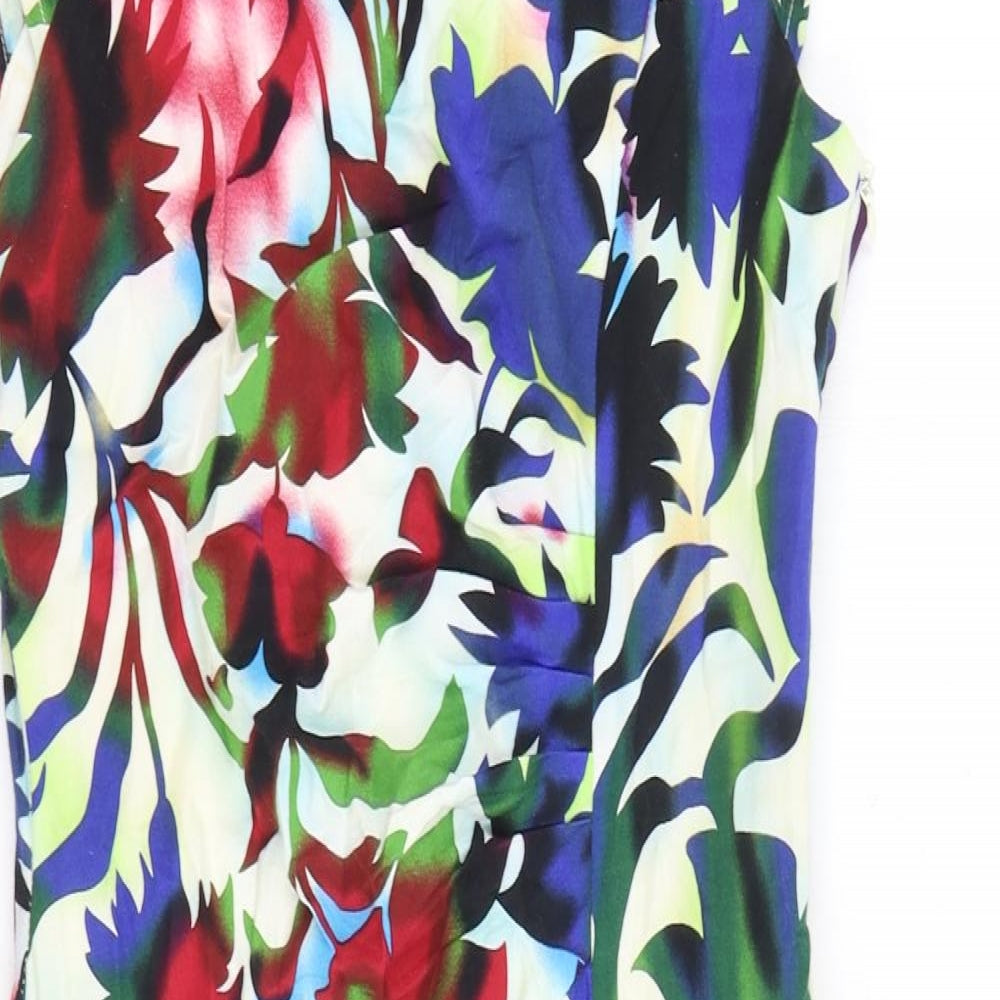 USCO Womens Multicoloured Geometric Polyester A-Line Size 10 Scoop Neck Zip