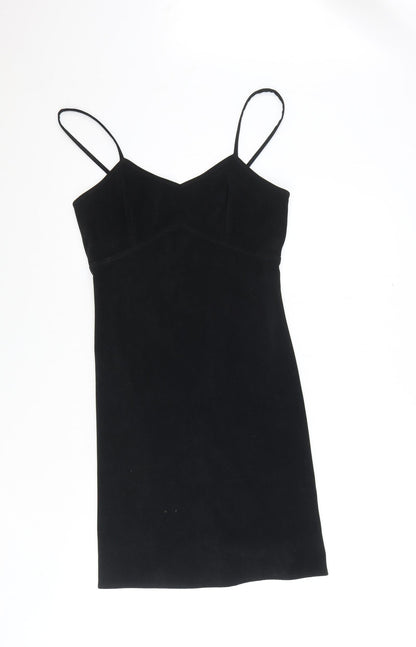 Next Womens Black Polyester Mini Size 10 V-Neck Pullover