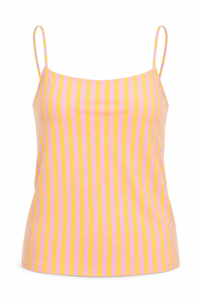 Topshop Womens Pink Striped Polyester Basic Tank Size 6 Round Neck