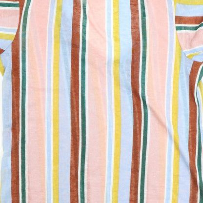 Encuentro Womens Multicoloured Striped Polyester Basic T-Shirt Size L V-Neck