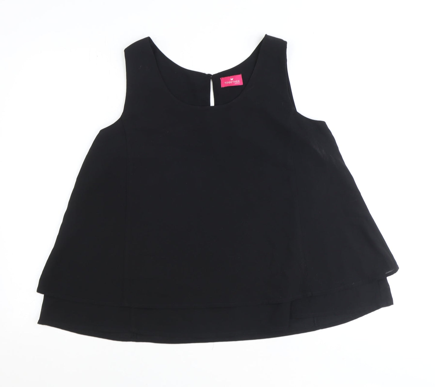 Together Womens Black Polyester Basic Tank Size 14 Round Neck