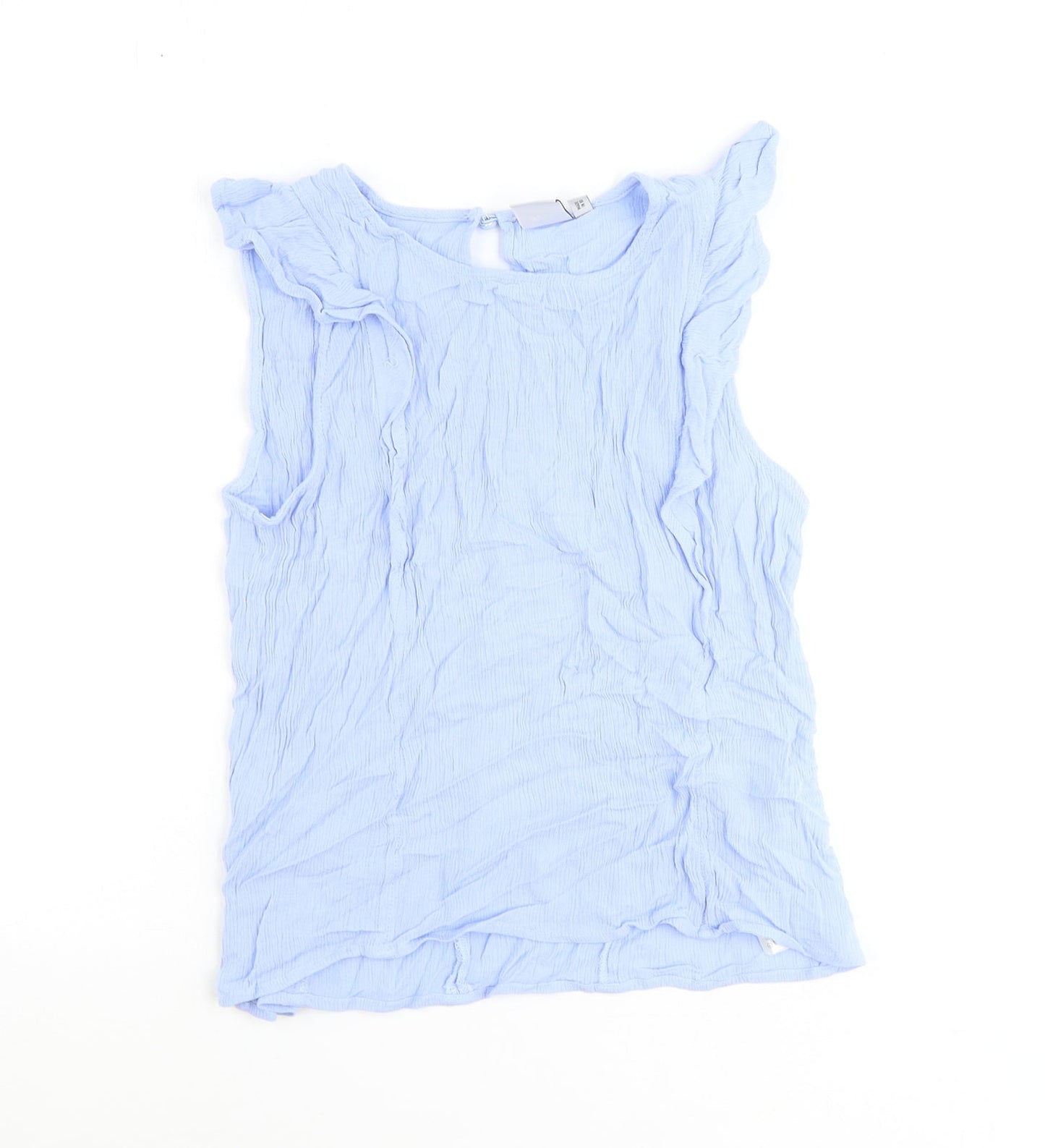ICHI Womens Blue Viscose Basic Tank Size L Round Neck
