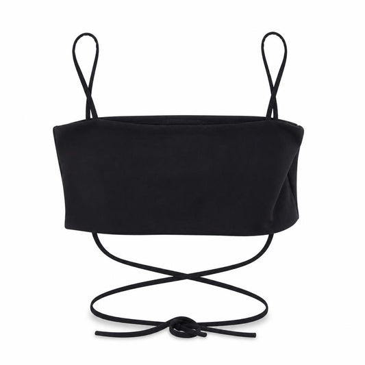 PRETTYLITTLETHING Womens Black Polyester Cropped Tank Size 14 Square Neck
