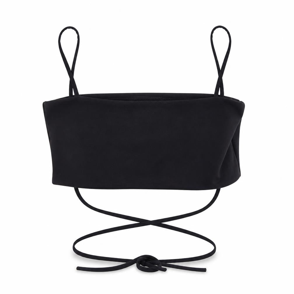 PRETTYLITTLETHING Womens Black Polyester Cropped Tank Size 14 Square Neck