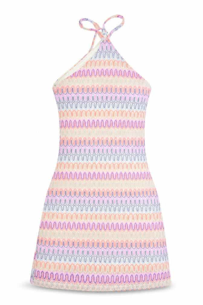 Divided by H&M Womens Multicoloured Geometric Polyester Mini Size 2XS Halter Pullover