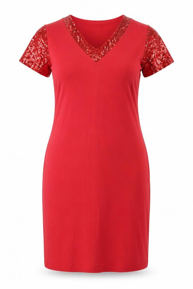Slinky Brand Womens Red Acetate Sheath Size M V-Neck Pullover