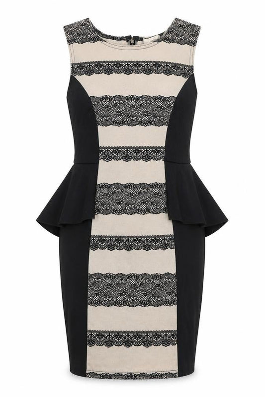 lustre Womens Black Polyester Pencil Dress Size 10 Boat Neck Zip