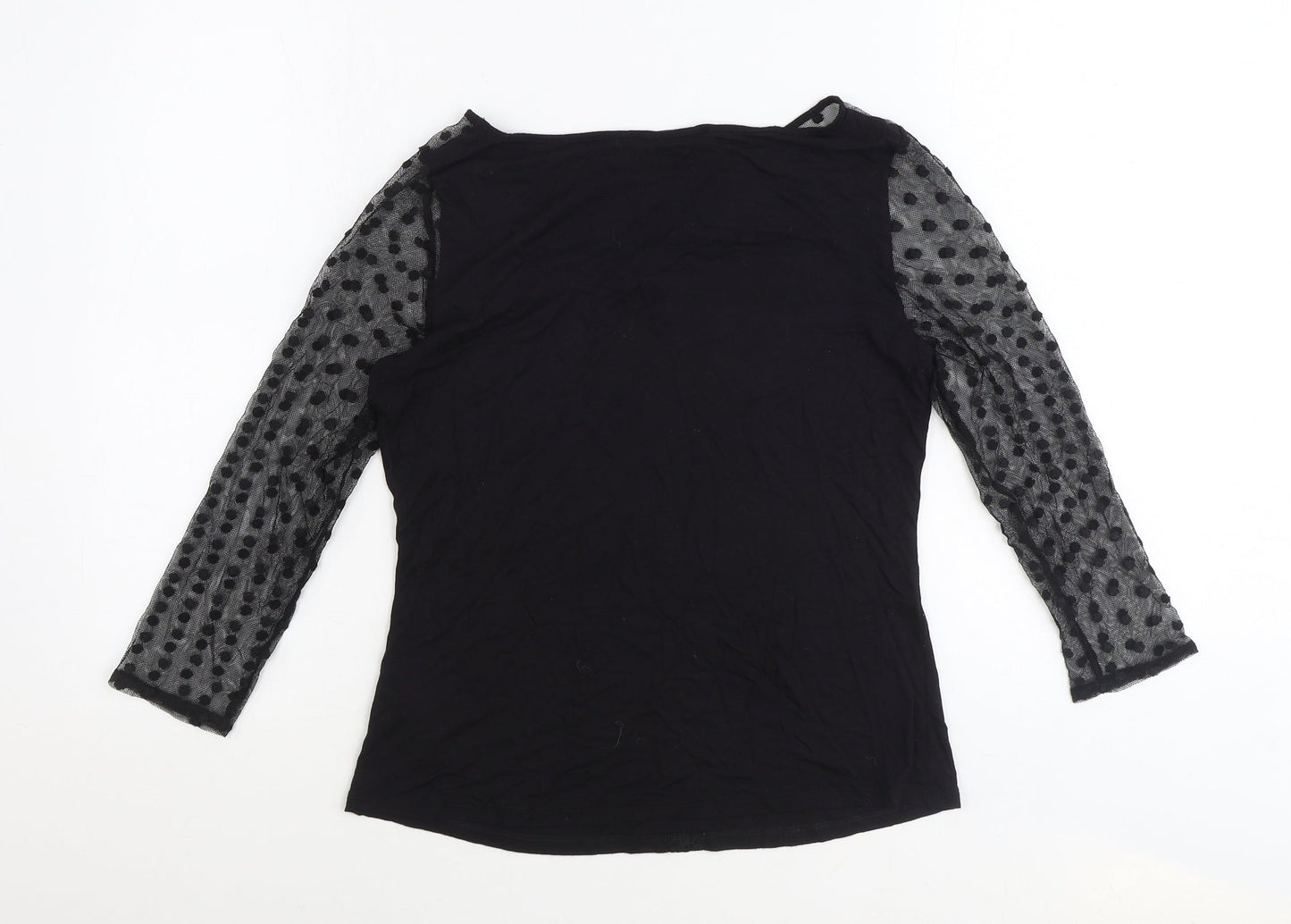 Oasis Womens Black Viscose Basic Blouse Size M Round Neck