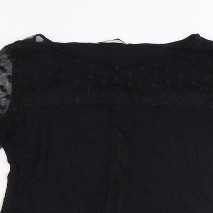 Oasis Womens Black Viscose Basic Blouse Size M Round Neck