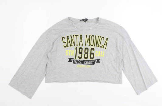 Atmosphere Womens Grey Polyester Basic T-Shirt Size 10 Round Neck - Santa Monica