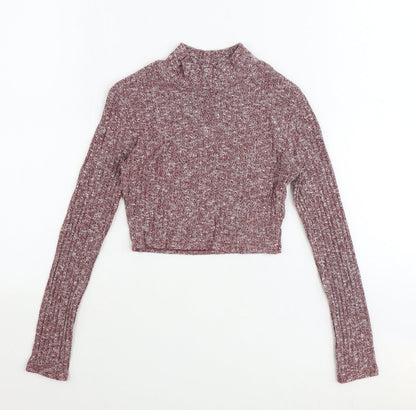 Boohoo Womens Purple Round Neck Polyester Pullover Jumper Size 6 Pullover