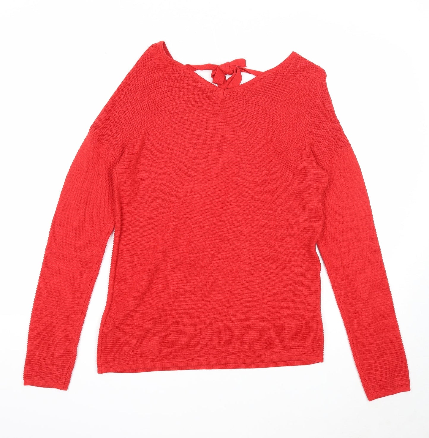 ESMARA Womens Red Scoop Neck Cotton Pullover Jumper Size S