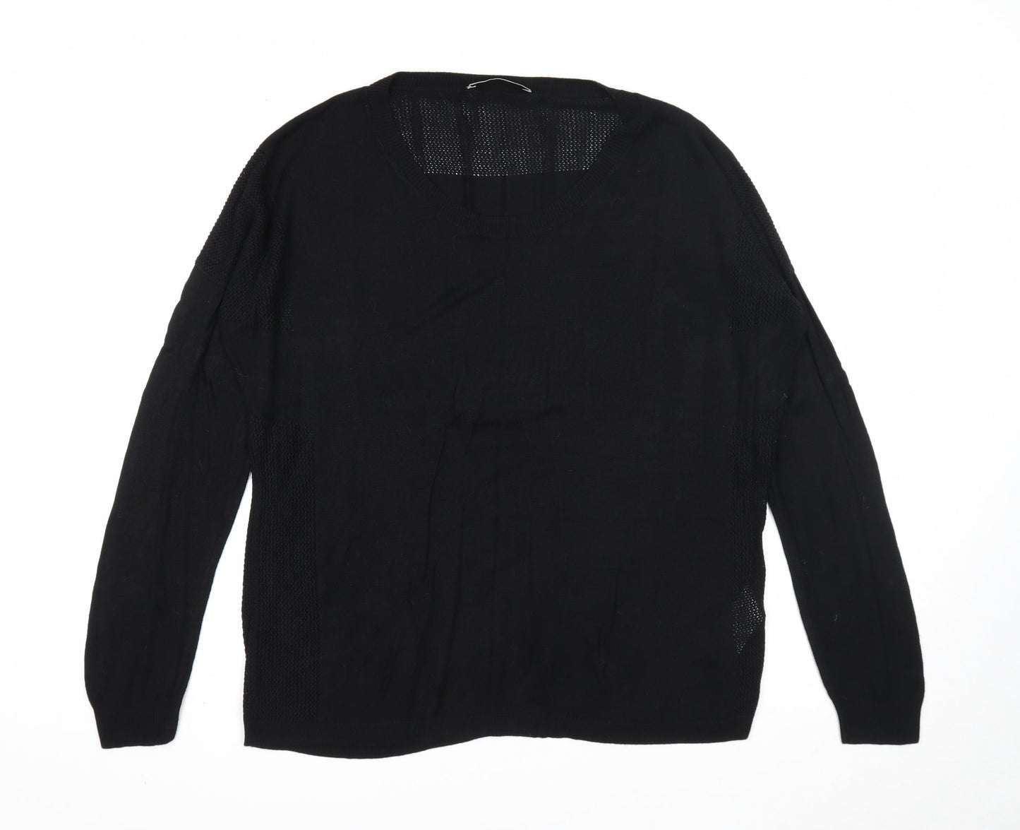 Oasis Womens Black V-Neck Viscose Pullover Jumper Size L