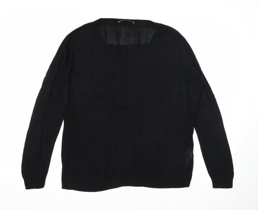 Oasis Womens Black V-Neck Viscose Pullover Jumper Size L