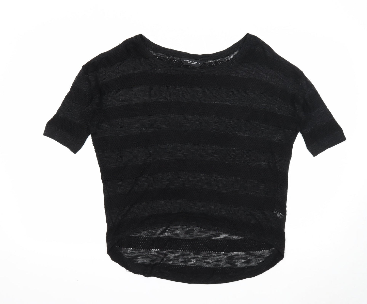 Dorothy Perkins Womens Black Scoop Neck Striped Polyester Pullover Jumper Size 14