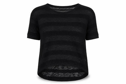 Dorothy Perkins Womens Black Scoop Neck Striped Polyester Pullover Jumper Size 14