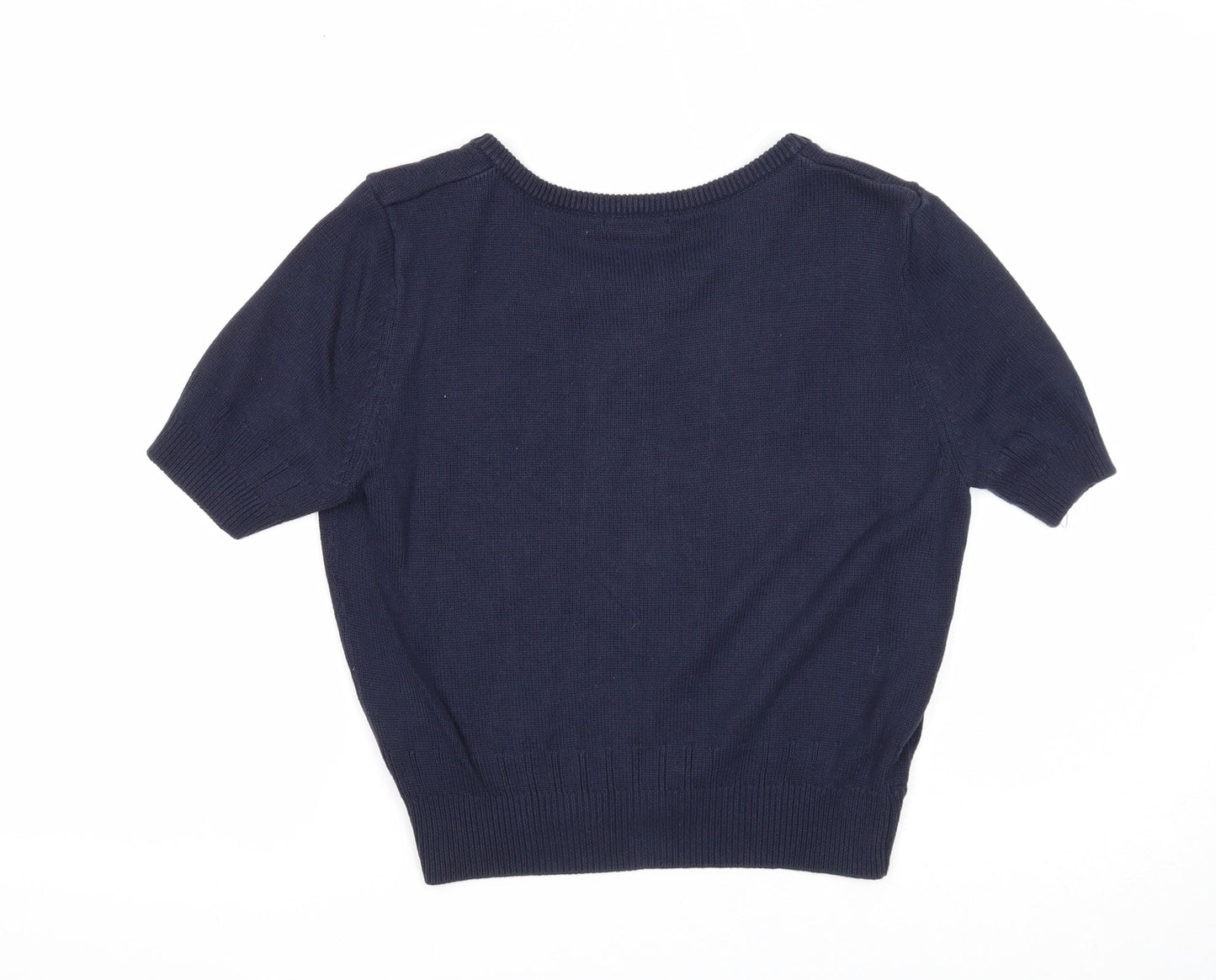 H&M Womens Blue Round Neck Acrylic Cardigan Jumper Size XS