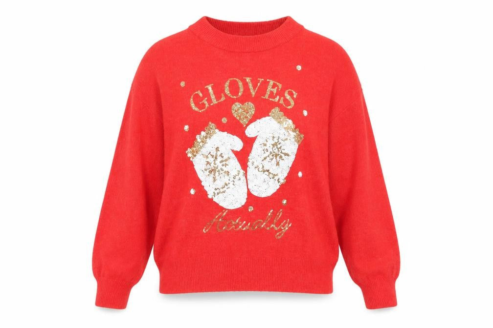 H&M Womens Red Round Neck Acrylic Pullover Jumper Size S - Gloves Actually