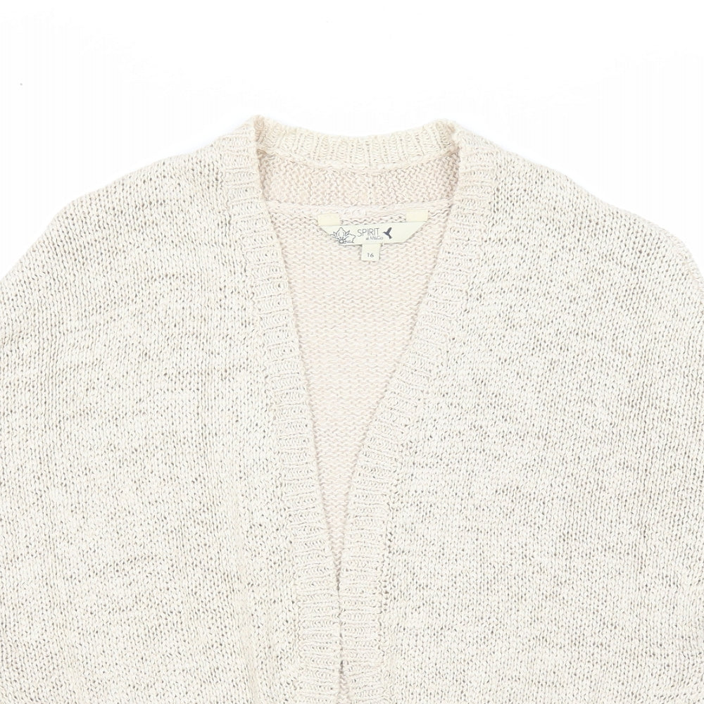 M&Co Womens Beige V-Neck Cotton Cardigan Jumper Size 16