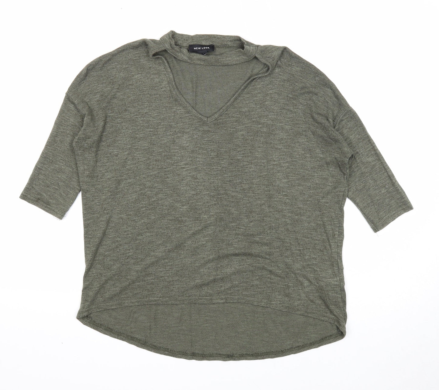 New Look Womens Green Round Neck Viscose Pullover Jumper Size S