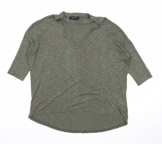 New Look Womens Green Round Neck Viscose Pullover Jumper Size S