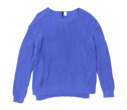 Divided Womens Blue Scoop Neck Acrylic Pullover Jumper Size 10