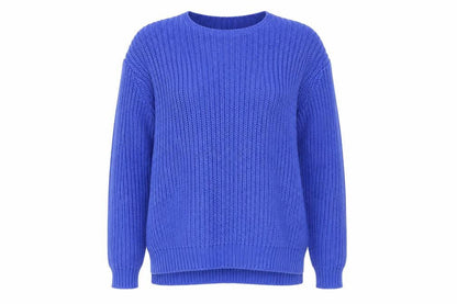 Divided Womens Blue Scoop Neck Acrylic Pullover Jumper Size 10