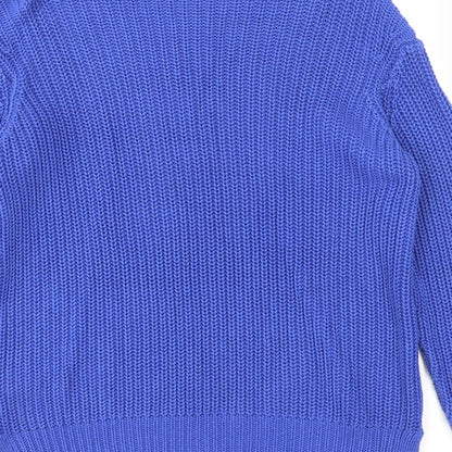 Divided Womens Blue Scoop Neck Acrylic Pullover Jumper Size 10