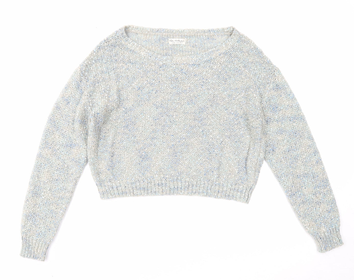 Miss Selfridge Womens Blue Boat Neck Acrylic Pullover Jumper Size 12