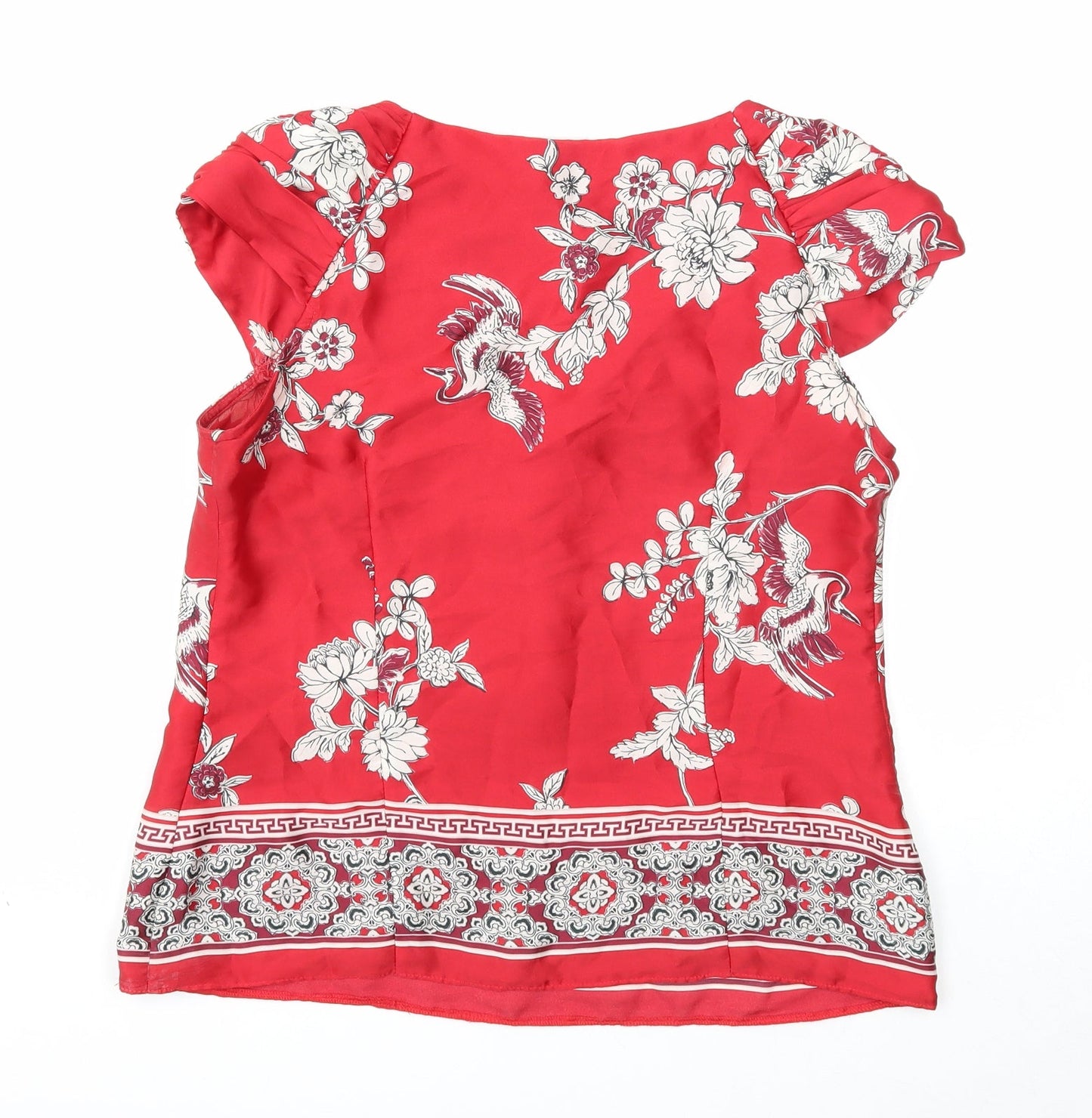 Wallis Womens Red Geometric Polyester Basic Blouse Size S Square Neck