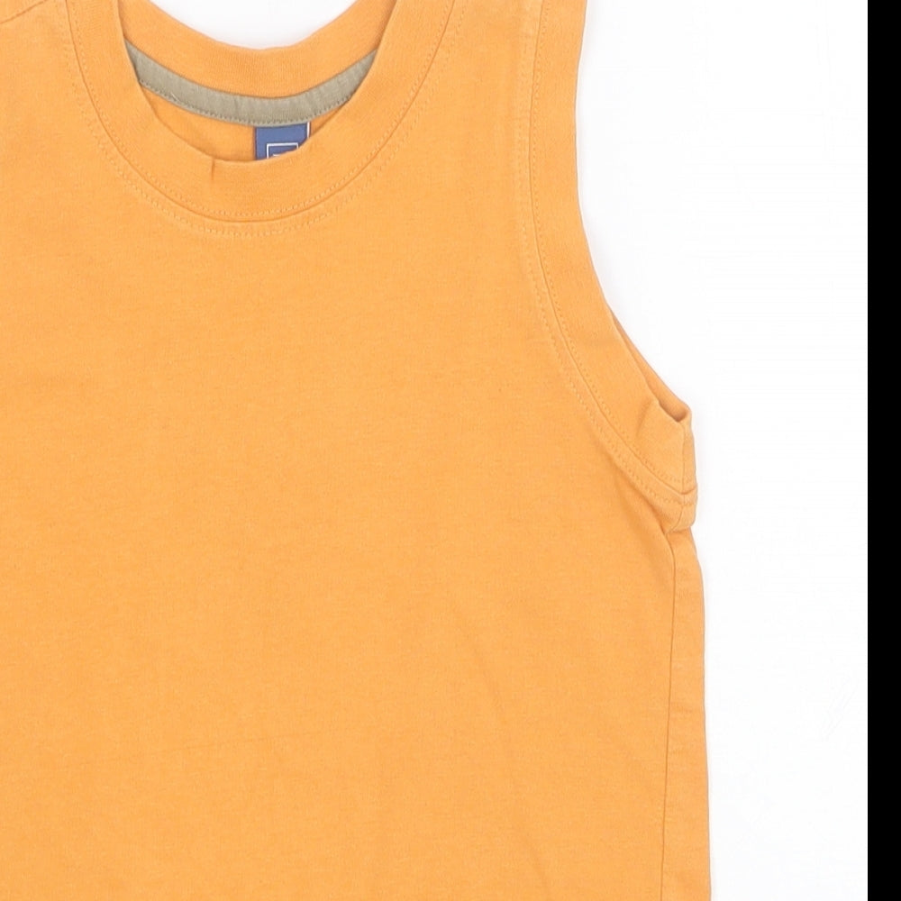 TU Boys Orange Cotton Basic Tank Size 5 Years Round Neck Pullover
